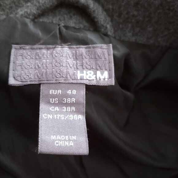 H&M GRAY MENS COAT SZ.38R EUC - Picture 5 of 6